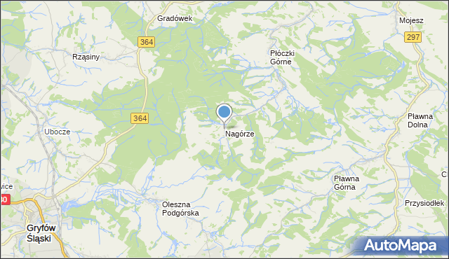 mapa Nagórze, Nagórze gmina Lwówek Śląski na mapie Targeo